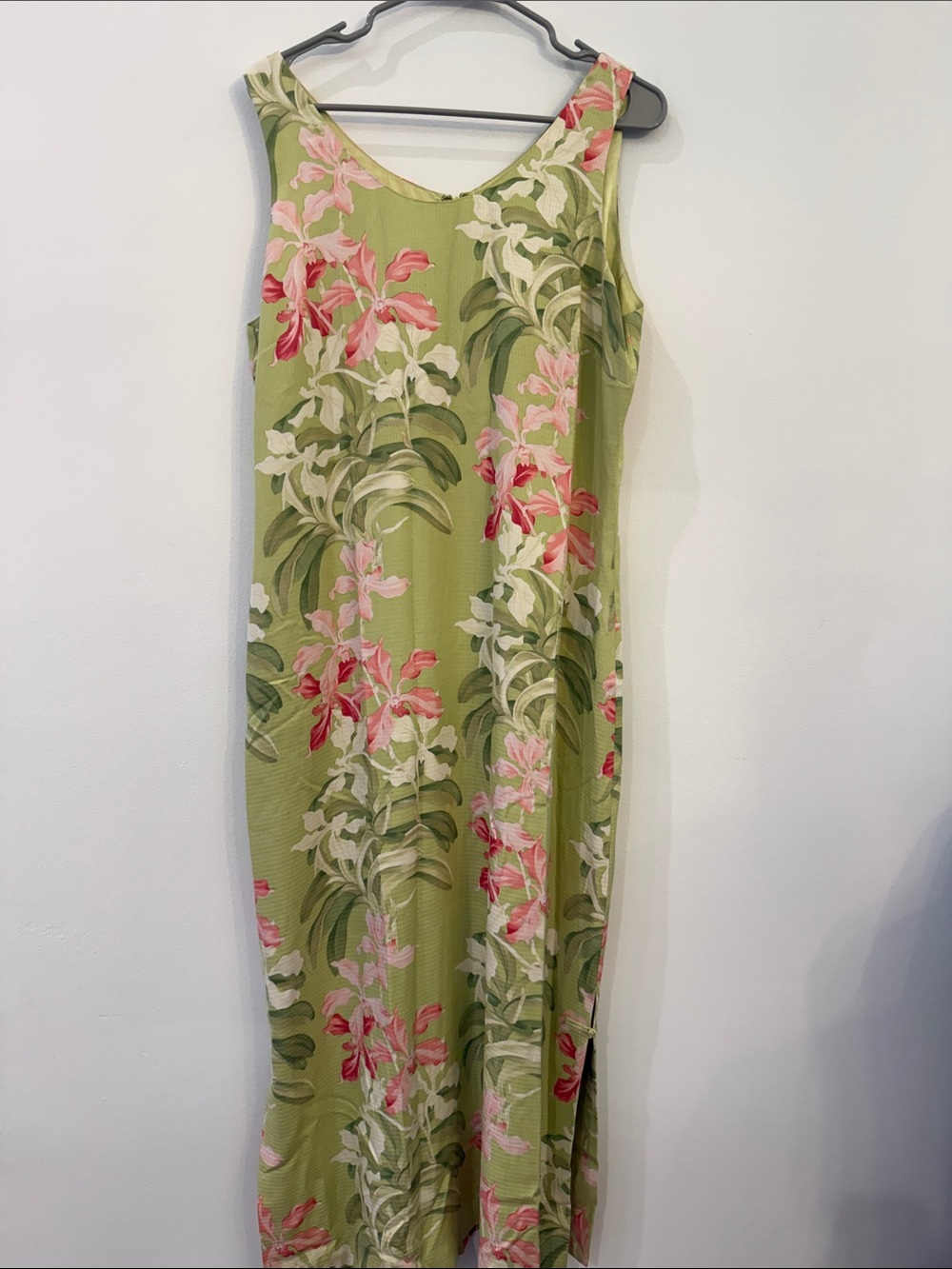 Tommy Bahama Green Maxi Dress with Pink Floral Pattern